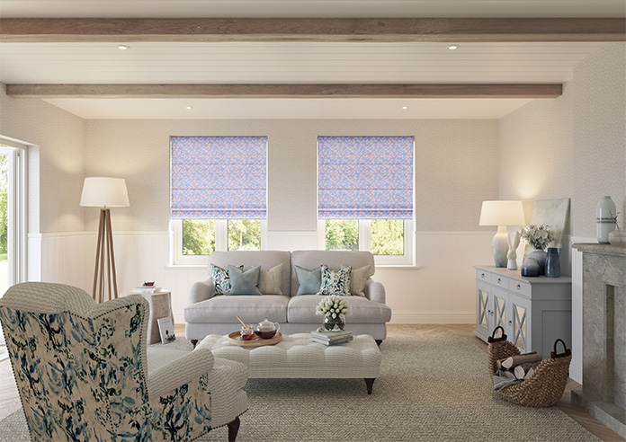 Oak Leaves Velvet, Periwinkle - Roman Blind - Image 8
